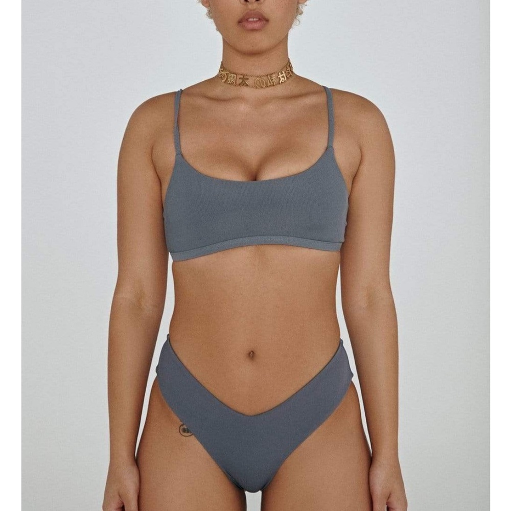 Gray pole bottoms bikini cheeky dance mid high cut